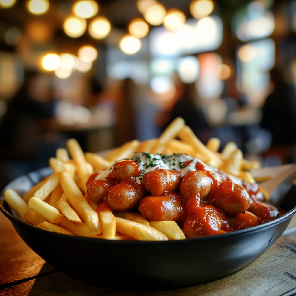 Currywurst with fries